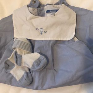 Jacadi baby boys romper with socks 12m